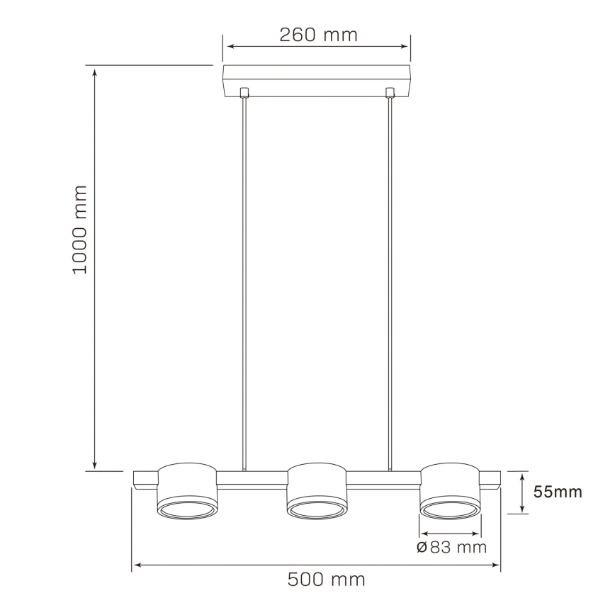 LED Hanglamp aan een koord MIRELLA 3xGX53/6W/230V zwart