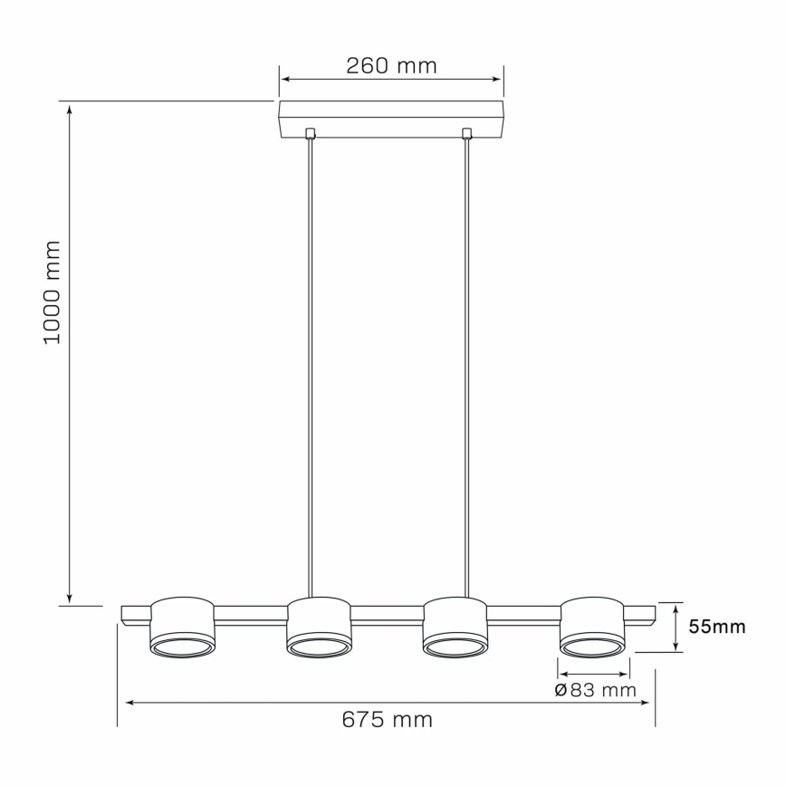 LED Hanglamp aan een koord MIRELLA 4xGX53/6W/230V goud/zwart