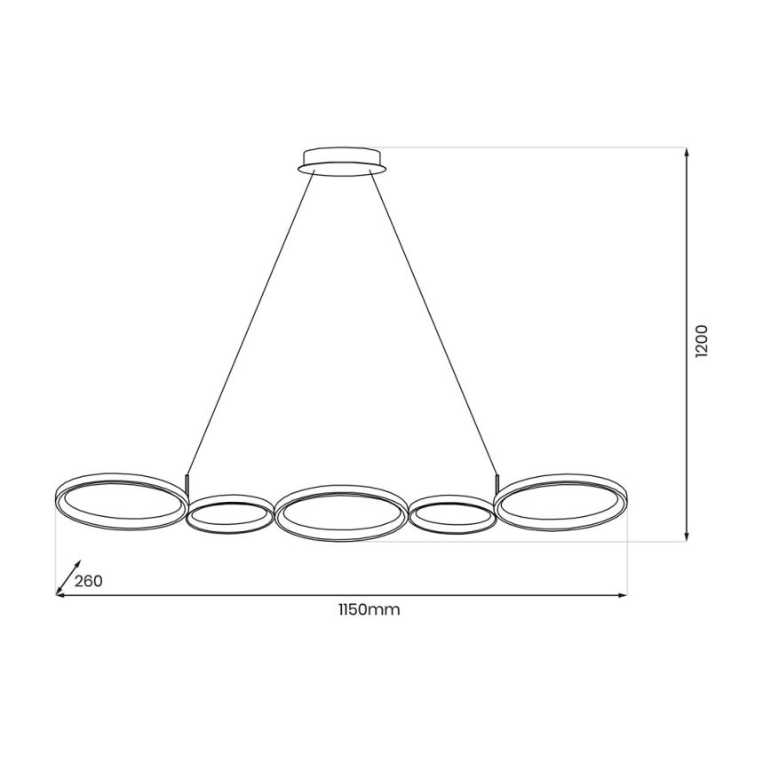 LED Hanglamp aan een koord OLYMPIA 5xLED/10W/230V zwart