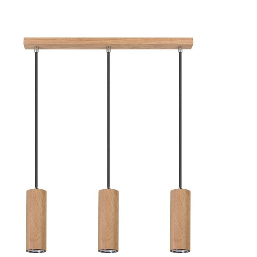 LED Hanglamp aan een koord PIPE 3xGU10/5W/230V mat eiken