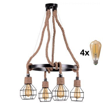 LED Hanglamp aan een koord ROPE ALEGRA 4xE27/10W/230V