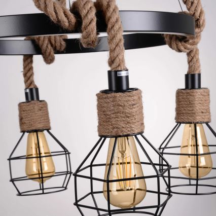 LED Hanglamp aan een koord ROPE ALEGRA 4xE27/10W/230V