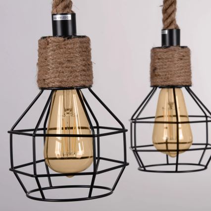 LED Hanglamp aan een koord ROPE ALEGRA 4xE27/10W/230V