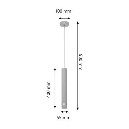 LED Hanglamp aan een koord TUBA 1xGU10/4,8W/230V grijs/glanzend chroom