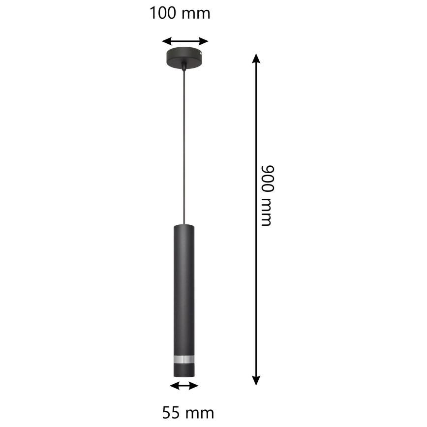 LED Hanglamp aan een koord TUBA 1xGU10/4,8W/230V zwart/glanzend chroom