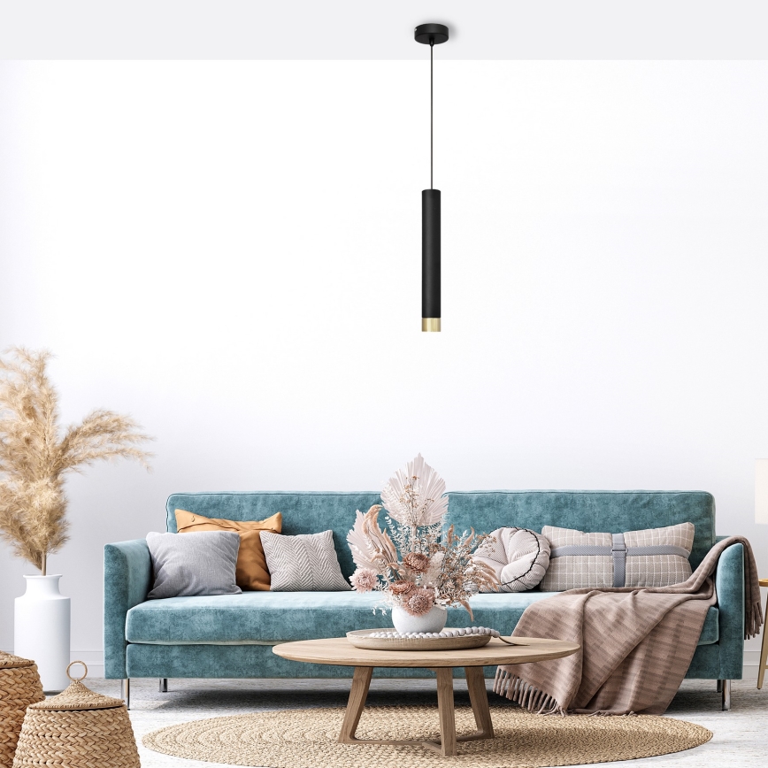 LED Hanglamp aan een koord TUBA 1xGU10/4,8W/230V zwart/goud