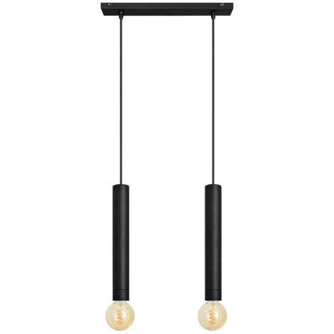 LED Hanglamp aan een koord TUBA 2xE27/60W/230V zwart