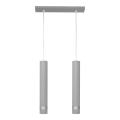 LED Hanglamp aan een koord TUBA 2xGU10/4,8W/230V grijs/mat chroom