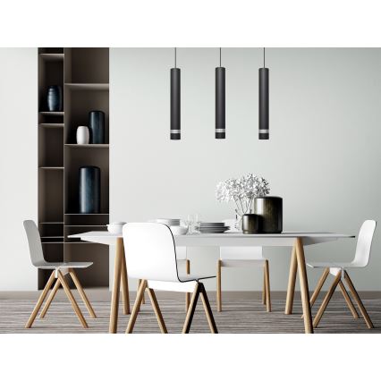 LED Hanglamp aan een koord TUBA 3xGU10/4,8W/230V zwart/glanzend chroom