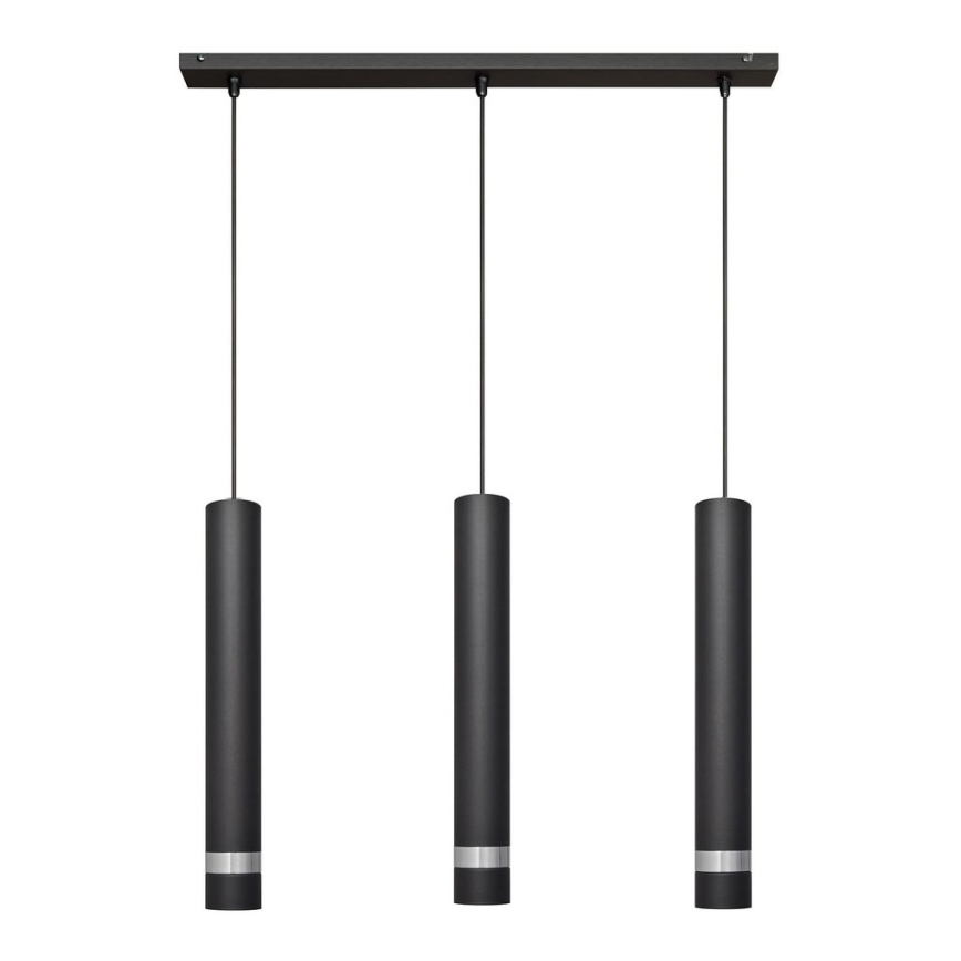 LED Hanglamp aan een koord TUBA 3xGU10/4,8W/230V zwart/glanzend chroom