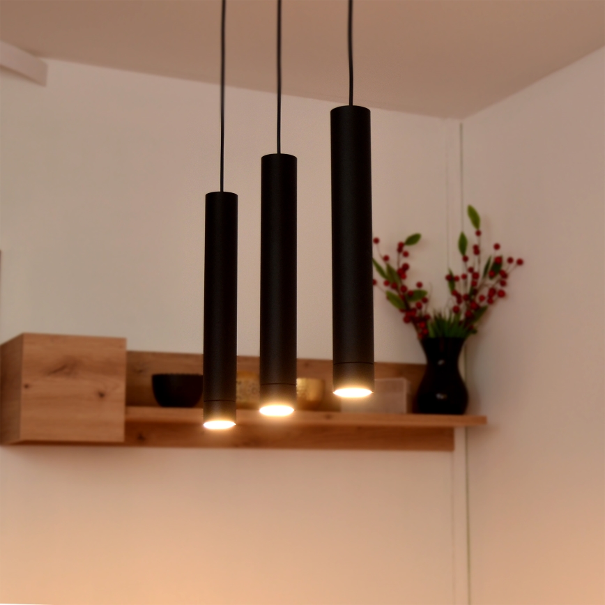 LED Hanglamp aan een koord TUBA 3xGU10/4,8W/230V zwart