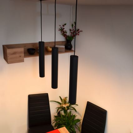 LED Hanglamp aan een koord TUBA 3xGU10/4,8W/230V zwart