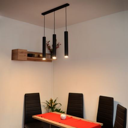 LED Hanglamp aan een koord TUBA 3xGU10/4,8W/230V zwart