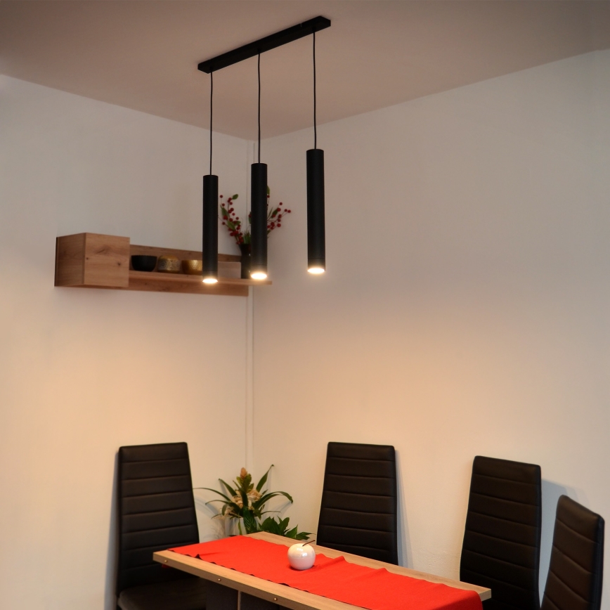 LED Hanglamp aan een koord TUBA 3xGU10/4,8W/230V zwart
