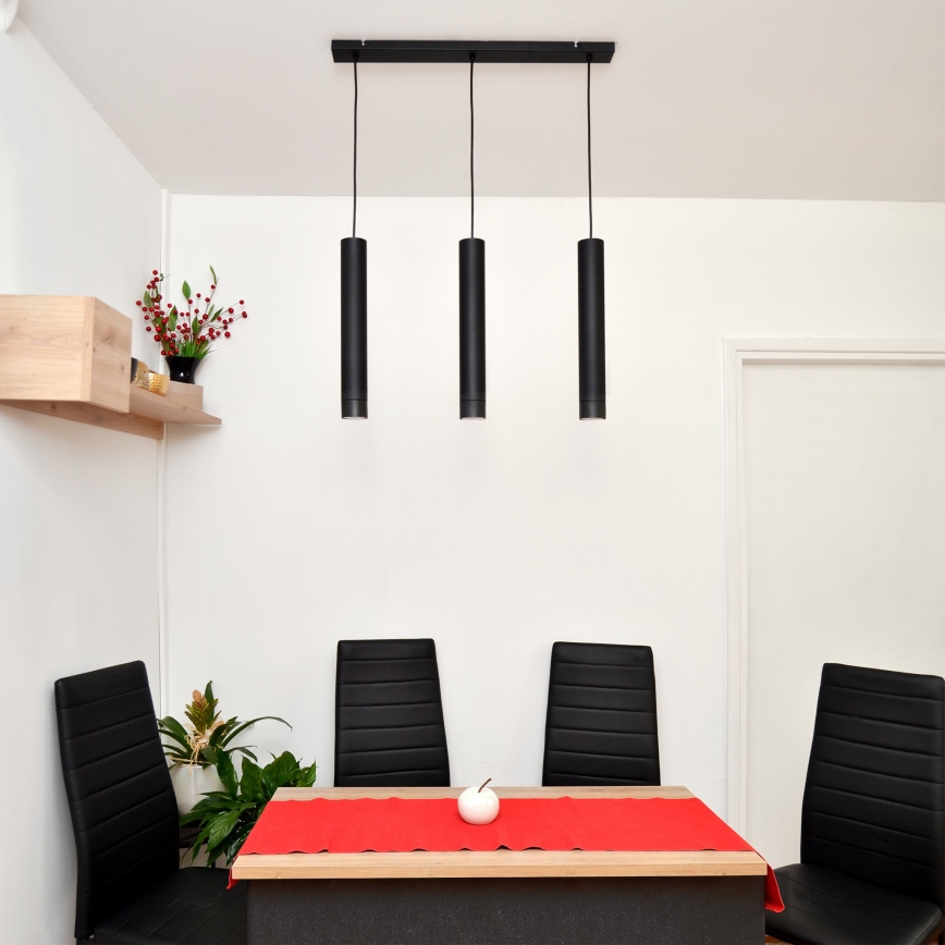 LED Hanglamp aan een koord TUBA 3xGU10/4,8W/230V zwart