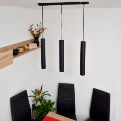 LED Hanglamp aan een koord TUBA 3xGU10/4,8W/230V zwart