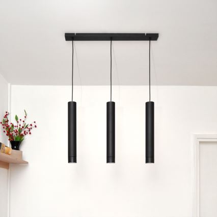 LED Hanglamp aan een koord TUBA 3xGU10/4,8W/230V zwart