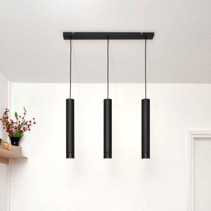 LED Hanglamp aan een koord TUBA 3xGU10/4,8W/230V zwart