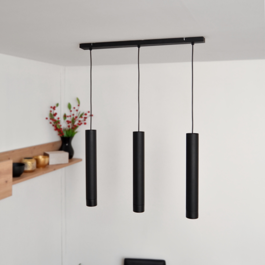 LED Hanglamp aan een koord TUBA 3xGU10/4,8W/230V zwart