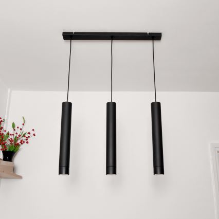 LED Hanglamp aan een koord TUBA 3xGU10/4,8W/230V zwart