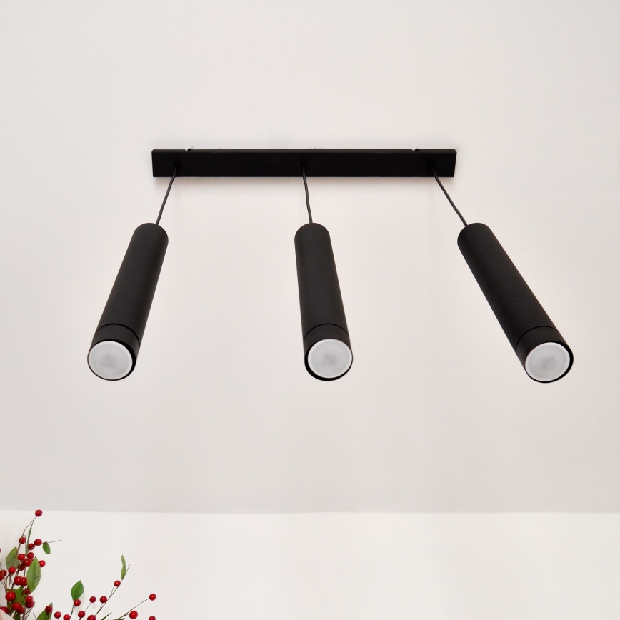 LED Hanglamp aan een koord TUBA 3xGU10/4,8W/230V zwart