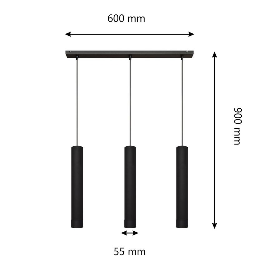 LED Hanglamp aan een koord TUBA 3xGU10/4,8W/230V zwart