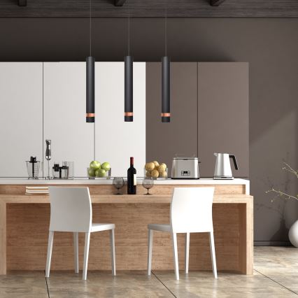 LED Hanglamp aan een koord TUBA 3xGU10/4,8W/230V zwart/koper