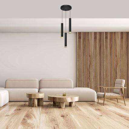 LED Hanglamp aan een koord TUBA 3xGU10/6,5W/230V zwart/goud