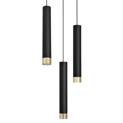 LED Hanglamp aan een koord TUBA 3xGU10/6,5W/230V zwart/goud
