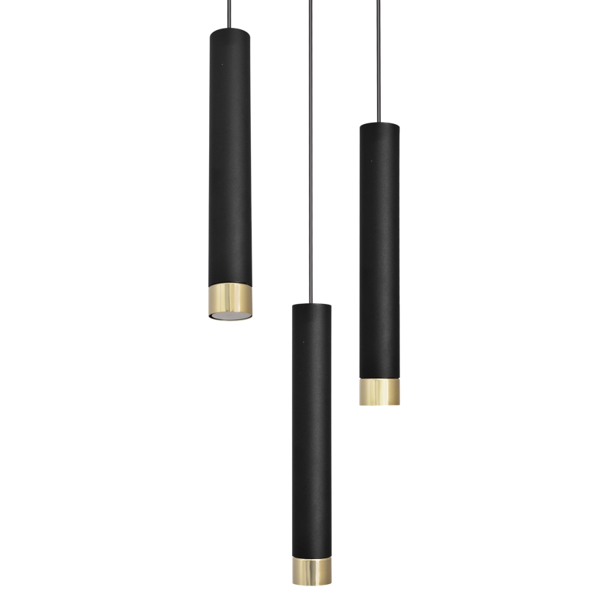 LED Hanglamp aan een koord TUBA 3xGU10/6,5W/230V zwart/goud