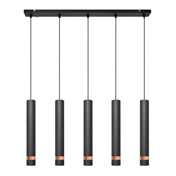 LED Hanglamp aan een koord TUBA 5xGU10/6,5W/230V zwart/koper
