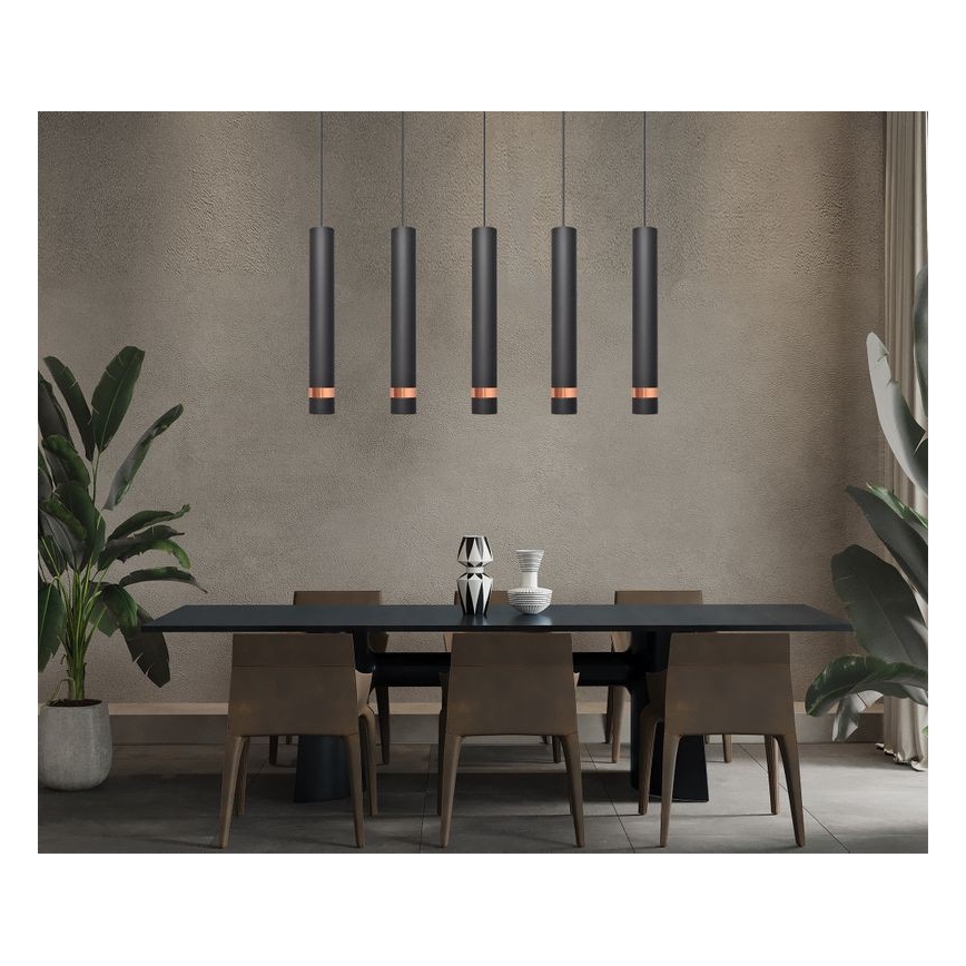 LED Hanglamp aan een koord TUBA 5xGU10/6,5W/230V zwart/koper