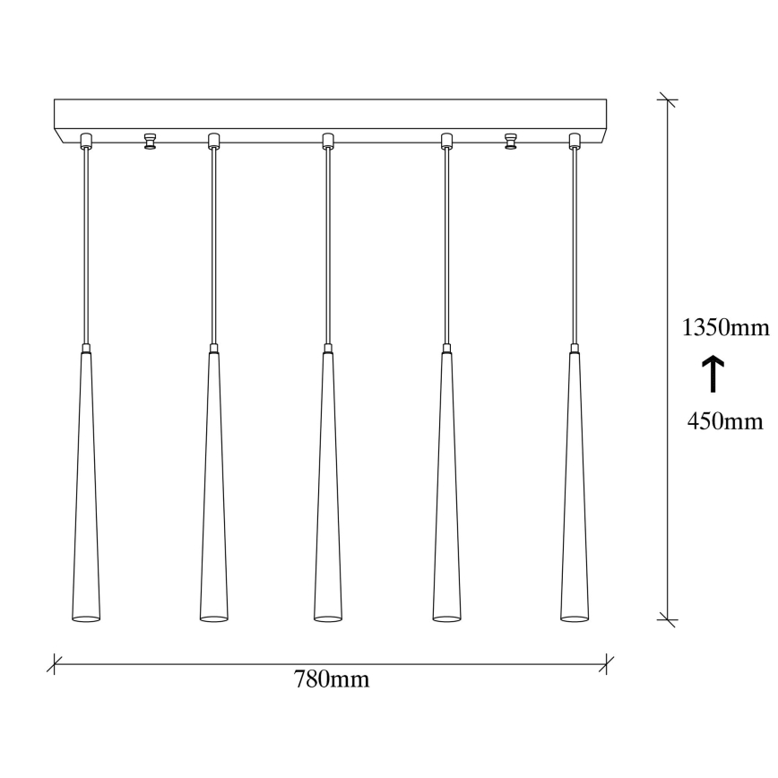 LED Hanglamp aan een koord UGUR 5xLED/3W/230V