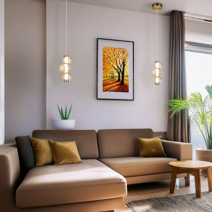 LED-hanglamp aan kabel BOLLA LED/12W/230V Ø 16 cm goud/rookbeige