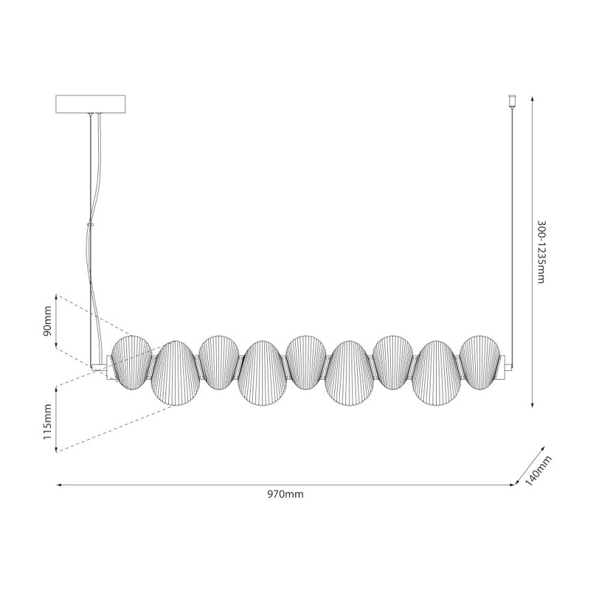 LED-hanglamp aan kabel BOLLA LED/32W/230V glanzend chroom/rookgrijs