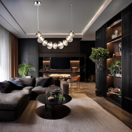 LED-hanglamp aan kabel BOLLA LED/36W/230V glanzend chroom/rookgrijs