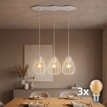 LED-hanglamp aan kabel BRYLANT 3xE27/60W/230V wit