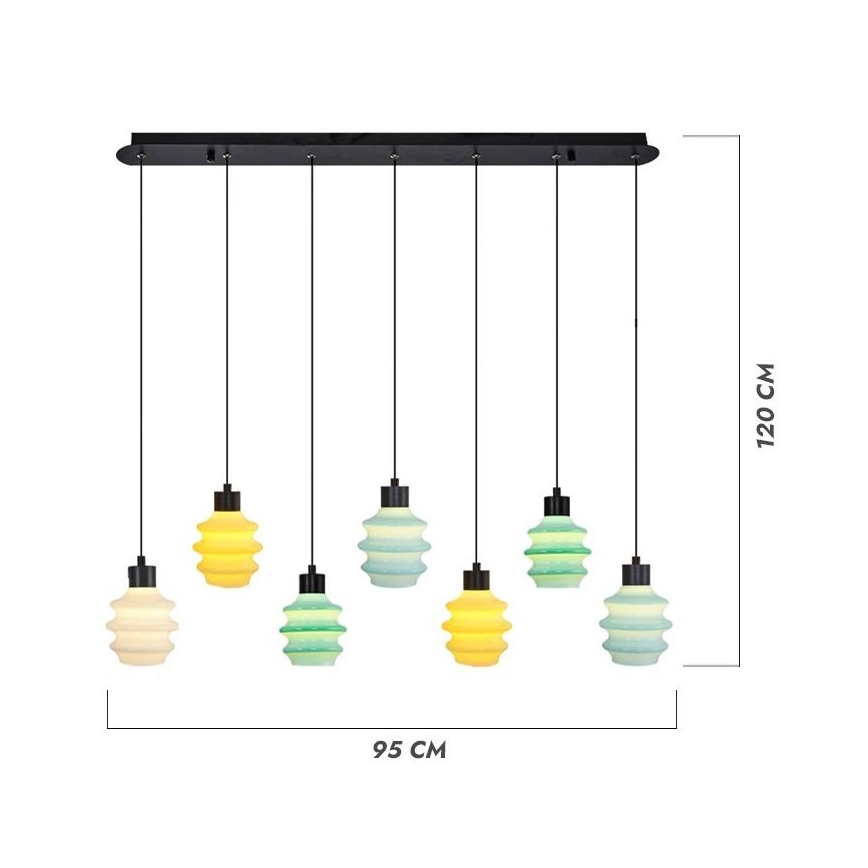 LED-hanglamp aan kabel CACTUS 7xLED/2,8W/230V 3000K groen/geel/wit