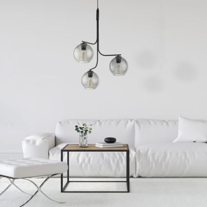 LED-hanglamp aan kabel CESAR 3xE27/15W/230V zwart/rookgrijs