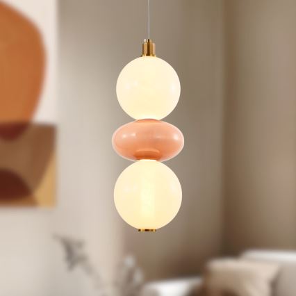 LED hanglamp aan kabel FLORES LED/12W/230V goud/oranje