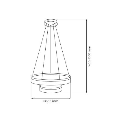 LED-hanglamp aan kabel GALA LED/54W/230V Ø 60 cm zilver