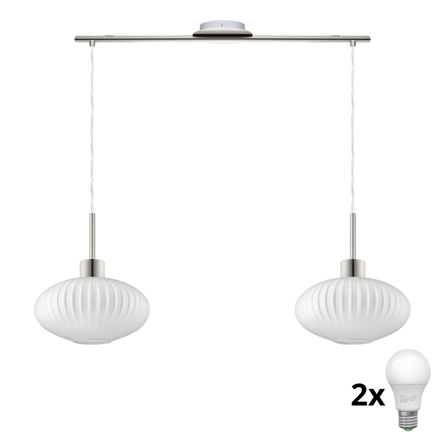 LED-hanglamp aan kabel HARMA 2xE27/60W/230V mat chroom/wit
