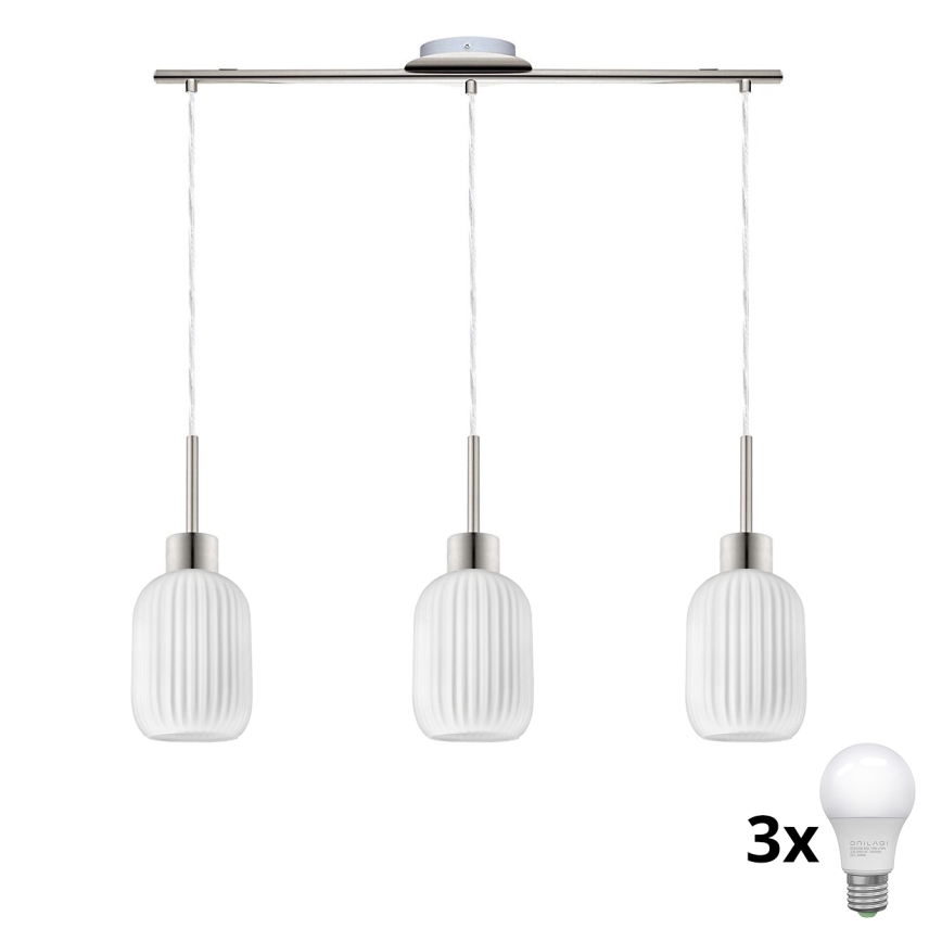 LED-hanglamp aan kabel HARMA 3xE27/60W/230V mat chroom/wit