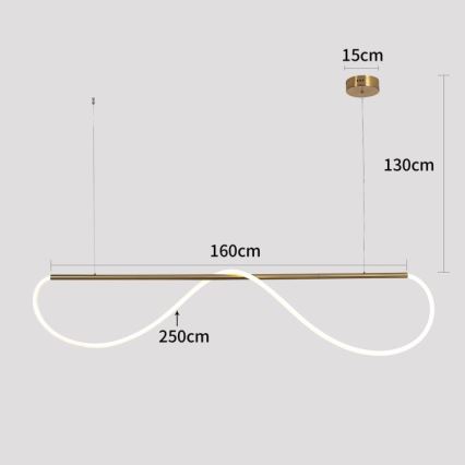 LED-hanglamp aan kabel MELECA LED/36W/230V 3000/4000/6000K 160 cm goudkleurig