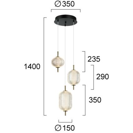 LED-hanglamp aan kabel PELLUCID LED/20W/230V brons/zwart