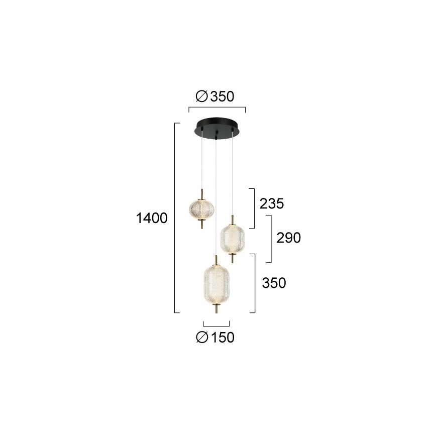 LED-hanglamp aan kabel PELLUCID LED/20W/230V brons/zwart