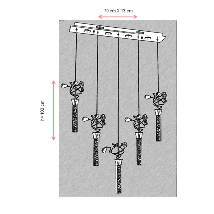 LED-hanglamp aan kabel PIGEON 5xLED/6W/230V 6500K glanzend chroom