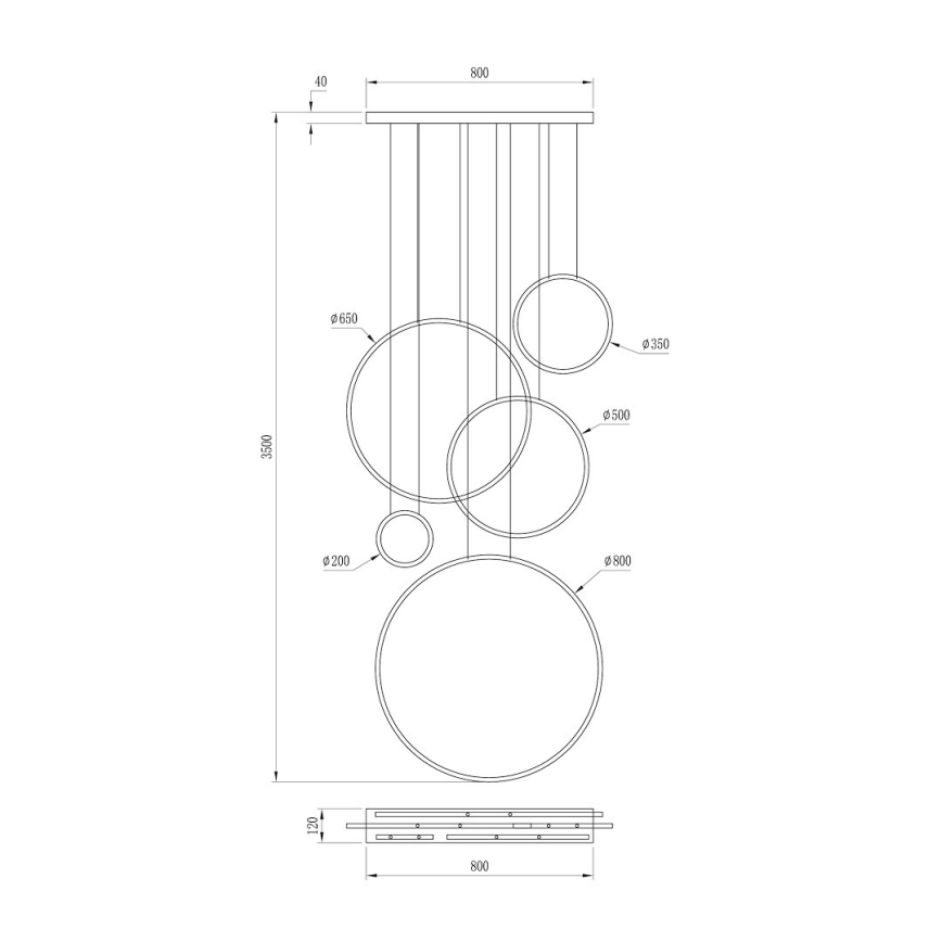 LED-hanglamp aan kabel SATURNO LED/100W/230V zwart