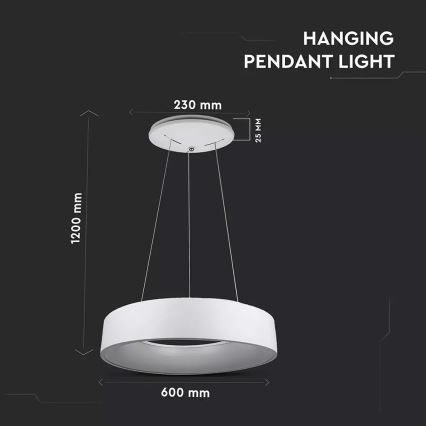 LED Hanglamp aan koord dimbaar 1xLED/30W/230V