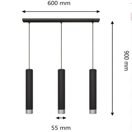LED Hanglamp aan koord TUBA 3xGU10/4,8W/230V